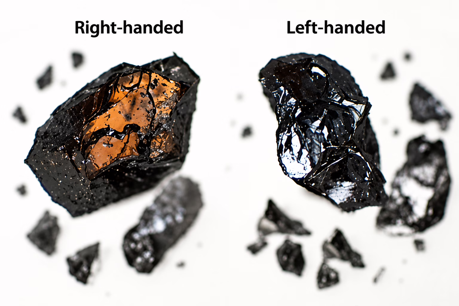 Left handed and right handed chiral molecules